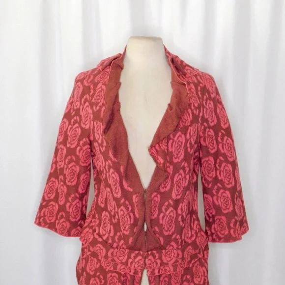 Anthropologie YELLOW BIRD Any Other Rose Roses Floral Cardigan Sweater Large - Picture 4 of 12